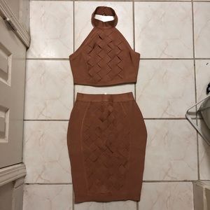Bandage Halter And Midi Skirt Set
